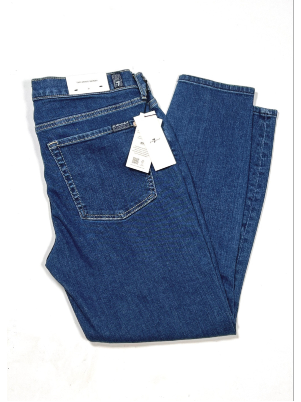 NWT 7 For All Mankind Womans Jeans The Ankle Skinny Jeans Blue 31 Organic Cotton